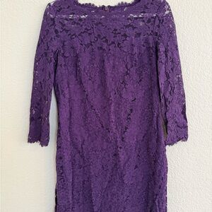 Weddington Way Purple Lace Long Sleeve Dress